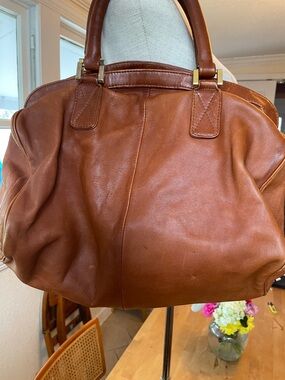 Slouchy Cognac Brown Leather Top-Handle Satchel Bag Vintage Scarlet Leathers CA